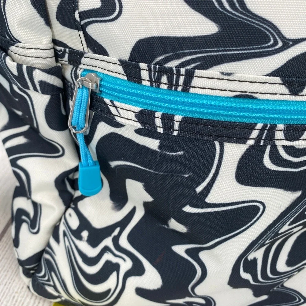 STATE Kane Kids Backpack Large Black White Marbled Wave Colorful Double Pocket